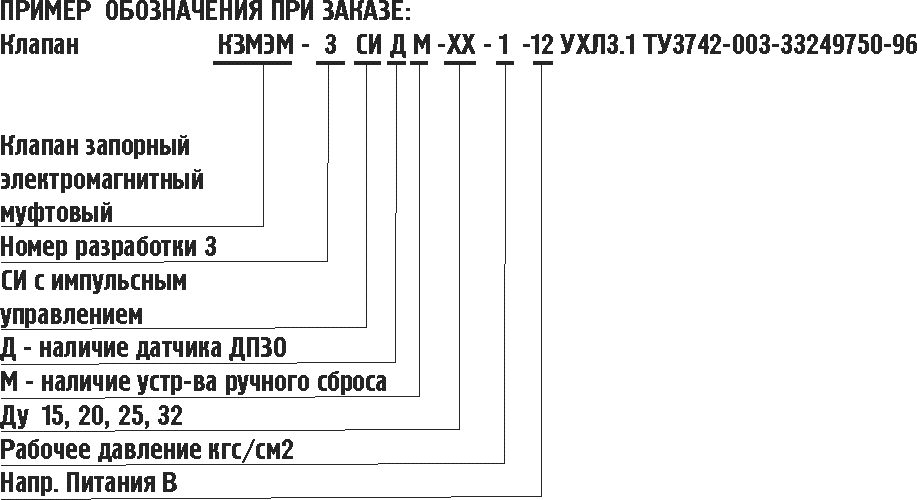 ПРИМЕРЫ ОБОЗНАЧЕНИЯ ПРИ ЗАКАЗЕ